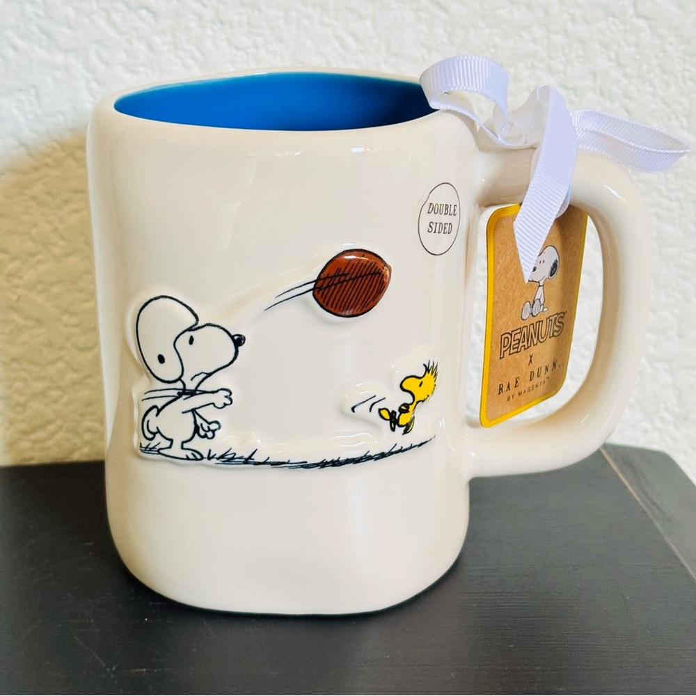 RAE‎ DUNN x Peanuts SNOOPY & Woodstock Football ‘GO TEAM!’ Coffee Mug NEW